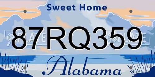 87RQ359 Alabama License Plate