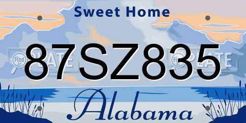 87SZ835 Alabama License Plate