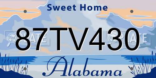 87TV430 Alabama License Plate