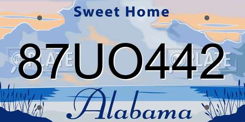 87UO442 Alabama License Plate