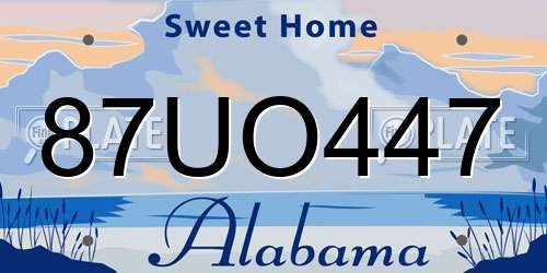 87UO447 Alabama License Plate