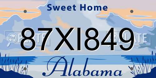 87XI849 Alabama License Plate
