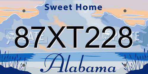 87XT228 Alabama License Plate