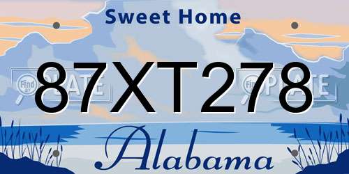 87XT278 Alabama License Plate