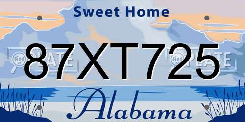 87XT725 Alabama License Plate