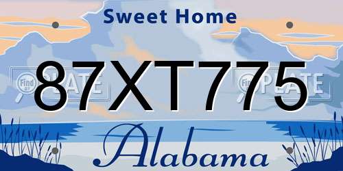 87XT775 Alabama License Plate