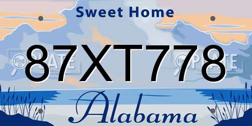 87XT778 Alabama License Plate