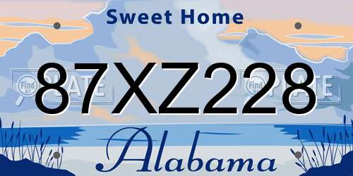 87XZ228 Alabama License Plate