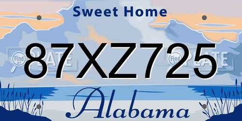 87XZ725 Alabama License Plate