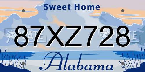 87XZ728 Alabama License Plate
