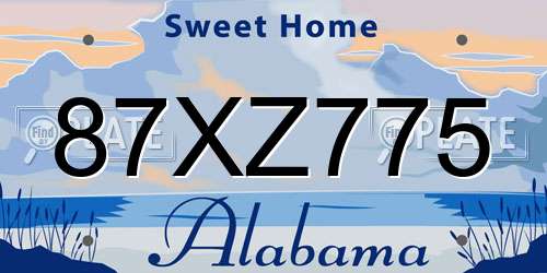 87XZ775 Alabama License Plate
