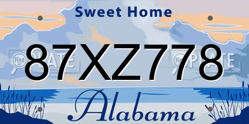 87XZ778 Alabama License Plate