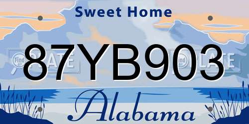 87YB903 Alabama License Plate