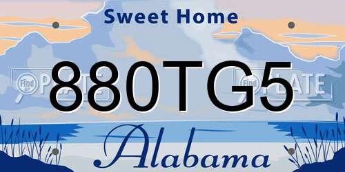 880TG5 Alabama License Plate