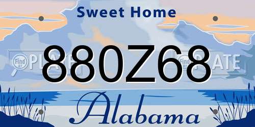 880Z68 Alabama License Plate