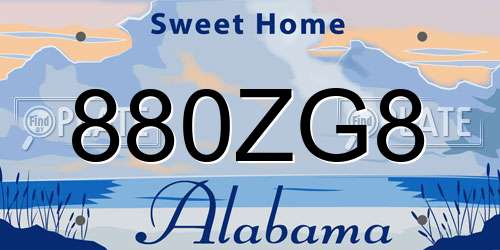 880ZG8 Alabama License Plate