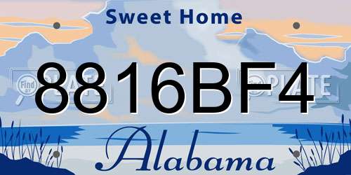 8816BF4 Alabama License Plate