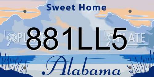 881LL5 Alabama License Plate
