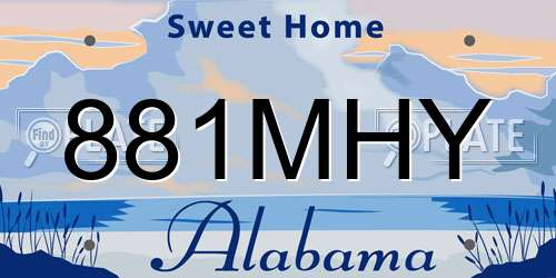 881MHY Alabama License Plate