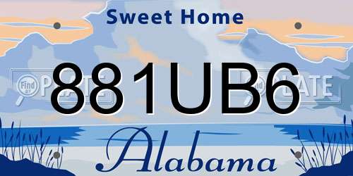 881UB6 Alabama License Plate