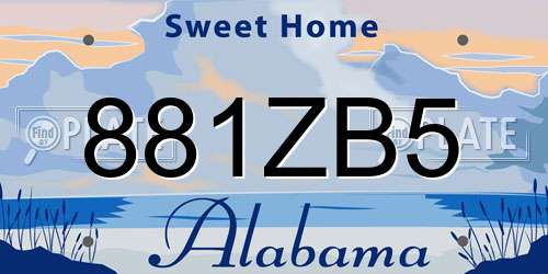 881ZB5 Alabama License Plate