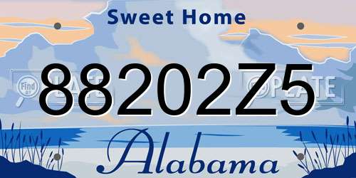 88202Z5 Alabama License Plate