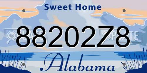 88202Z8 Alabama License Plate