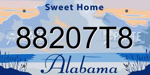 88207T8 Alabama License Plate