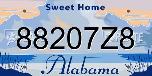 88207Z8 Alabama License Plate