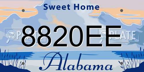 8820EE Alabama License Plate