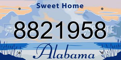 8821958 Alabama License Plate