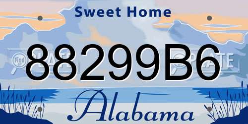 88299B6 Alabama License Plate