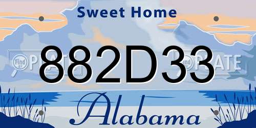 882D33 Alabama License Plate