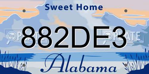 882DE3 Alabama License Plate
