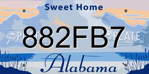 882FB7 Alabama License Plate