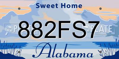 882FS7 Alabama License Plate