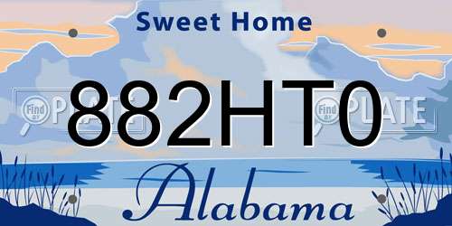 882HT0 Alabama License Plate