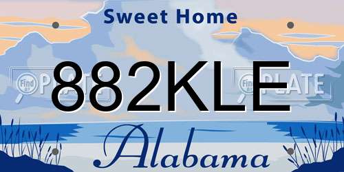 882KLE Alabama License Plate