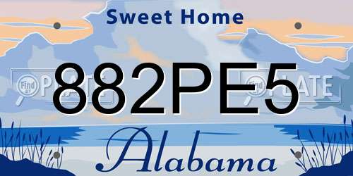 882PE5 Alabama License Plate