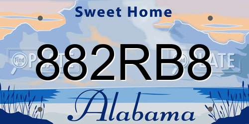 882RB8 Alabama License Plate