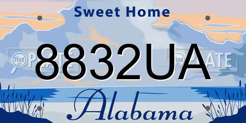 8832UA Alabama License Plate