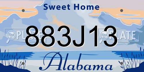 883J13 Alabama License Plate