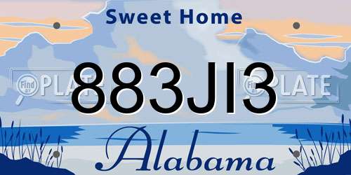 883JI3 Alabama License Plate