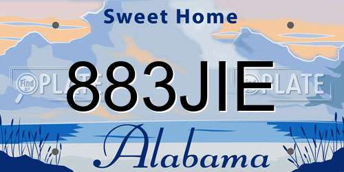 883JIE Alabama License Plate