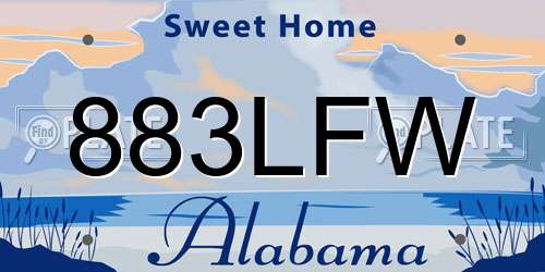 883LFW Alabama License Plate