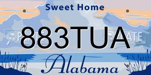 883TUA Alabama License Plate