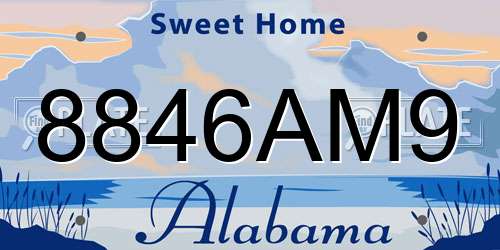 8846AM9 Alabama License Plate