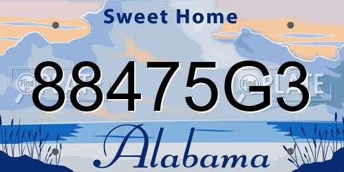 88475G3 Alabama License Plate