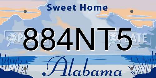 884NT5 Alabama License Plate