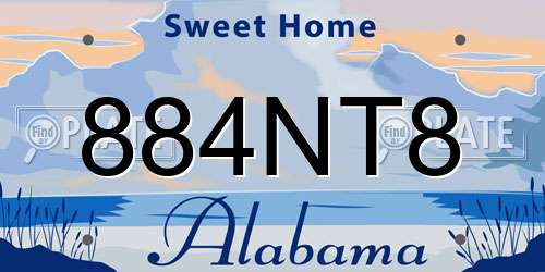 884NT8 Alabama License Plate